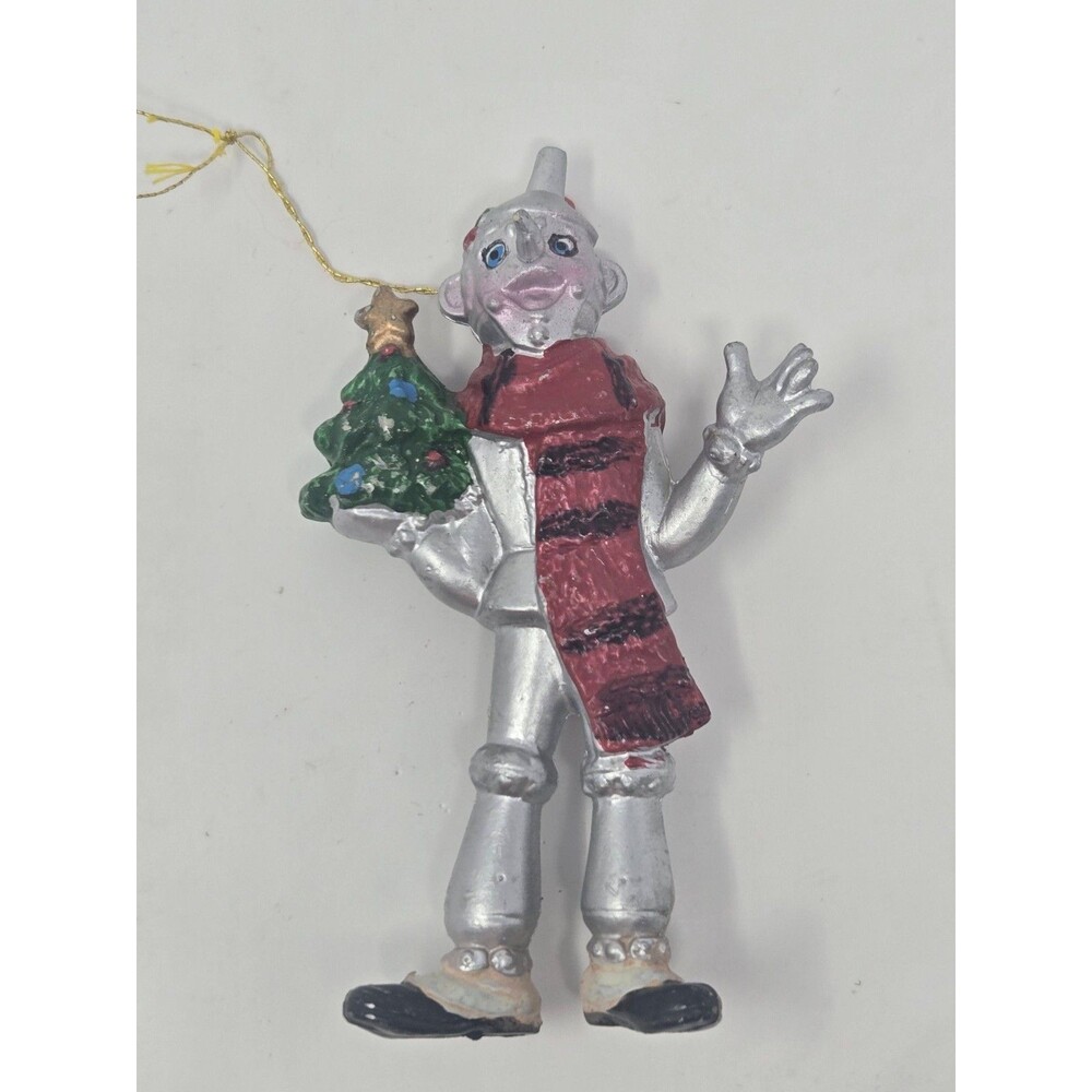 Kurt Adler Wizard of Oz Tin Man Ornament Holding Tree with Red Scarf Vintage